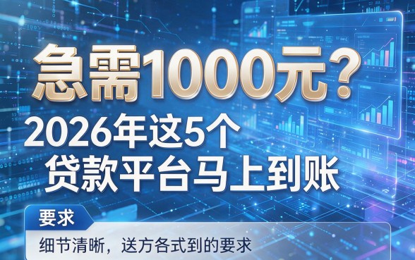 急需1000元？2026年这5个贷款平台马上到账！
