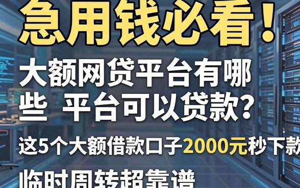 急用钱必看！大额网贷平台有哪些平台可以贷款？这5个大额借款口子2000元秒下款临时周转超靠谱