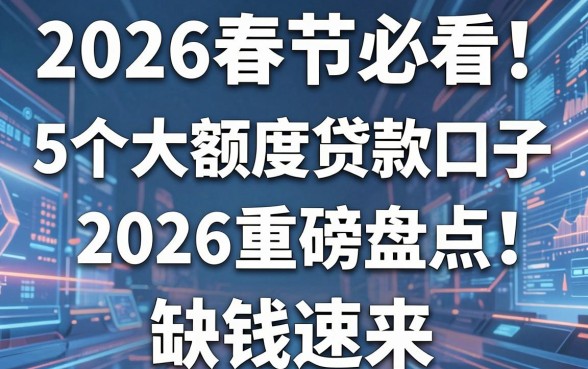 2026春节必看!5个大额度贷款口子2026重磅盘点,缺钱速来