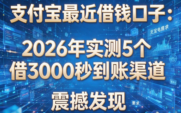 支付宝最近借钱口子:2026年实测5个借3000秒到账渠道,震撼发现!