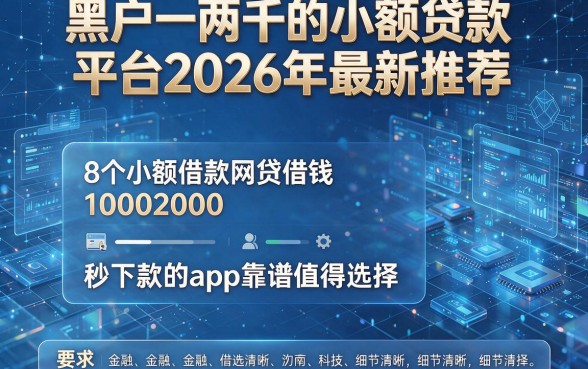 黑户一两千的小额贷款平台2026年最新推荐,这8个小额借款网贷借钱10002000秒下款的app靠谱值得选择