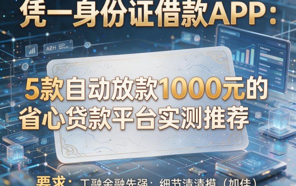 凭一张身份证借款APP:5款自动放款1000元的省心贷款平台实测推荐