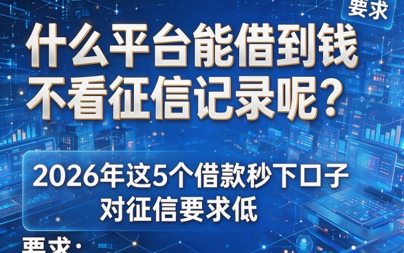 什么平台能借到钱不看征信记录呢?2026年这5个借款秒下口子,对征信要求低!