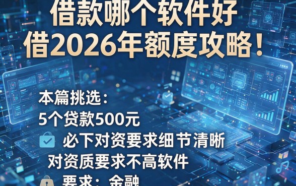借款哪个软件好借2026年额度攻略！本篇挑选5个贷款500元必下对资质要求不高软件