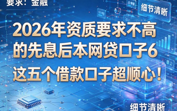 2026年资质要求不高的先息后本网贷口子6,这五个借款口子超顺心!