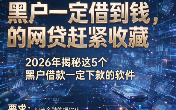 黑户一定借到钱的网贷赶紧收藏，2026年揭秘这5个黑户借款一定下款的软件