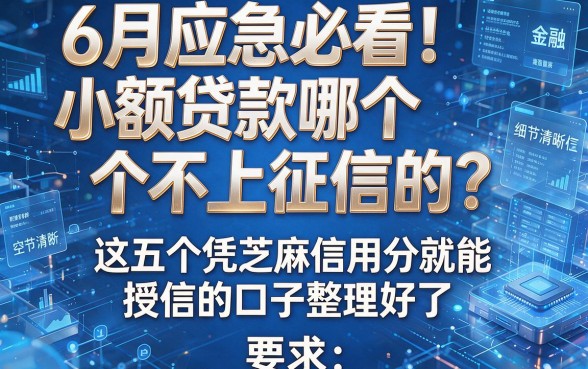 6月应急必看！小额贷款哪个不上征信的？这五个凭芝麻信用分就能授信的口子整理好了