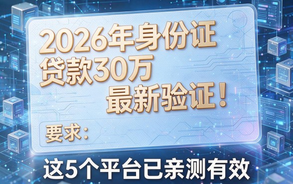 2026年身份证贷款30万最新验证!这5个平台已亲测有效!
