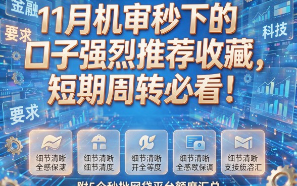 11月机审秒下的口子强烈推荐收藏，短期周转必看！附5个秒批网贷平台额度汇总
