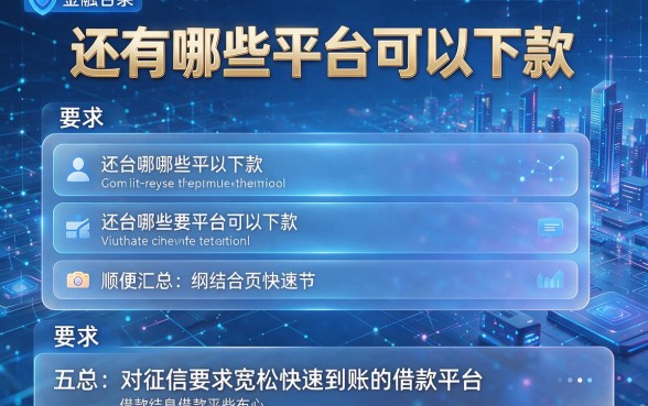 还有哪些平台可以下款,顺便汇总五个对征信要求宽松快速到账的借款平台