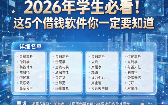 2026年学生必看!这5个借钱软件你一定要知道,详细名单揭晓!