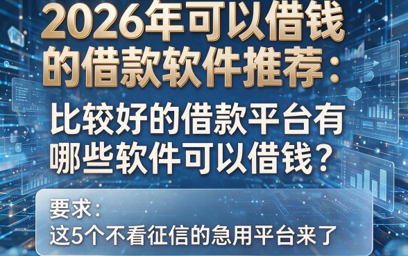 2026年可以借钱的借款软件推荐：比较好的借款平台有哪些软件可以借钱？这5个不看征信的急用平台来了