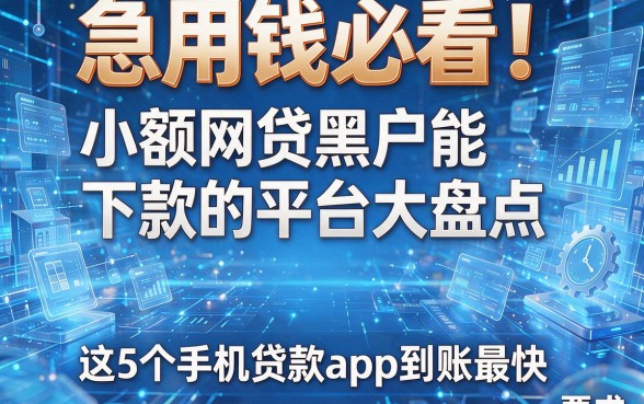 急用钱必看!小额网贷黑户能下款的平台大盘点,这5个手机贷款app到账最快
