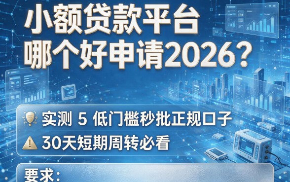 小额贷款平台哪个好申请2026?实测5个低门槛秒批正规口子,30天短期周转必看!