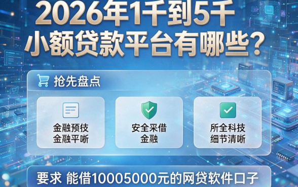 2026年1千到5千小额贷款平台有哪些？抢先盘点五个能借10005000元的网贷软件口子