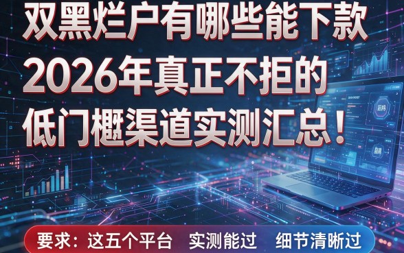 双黑烂户有哪些能下款2026年真正不拒的低门槛渠道实测汇总!这五个平台实测能过!