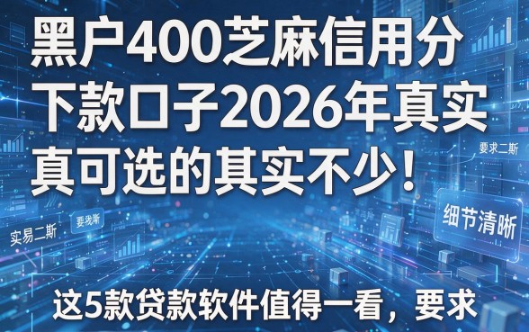 黑户400芝麻信用分下款口子2026年真实可选的其实不少!这5款贷款软件值得一看!