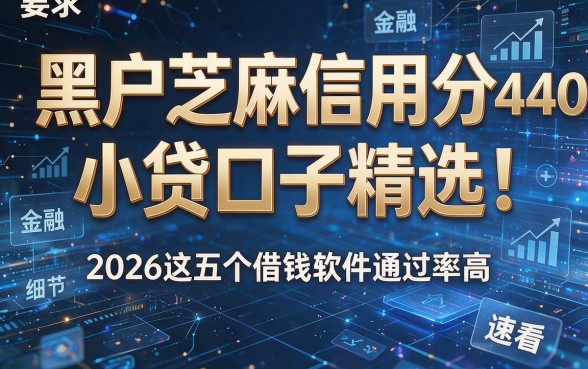 黑户芝麻信用分440小贷口子精选!2026这五个借钱软件通过率高,速看