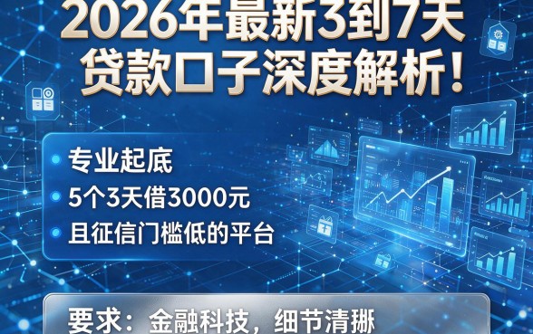 2026年最新3到7天贷款口子深度解析！专业起底5个3天借3000元且征信门槛低的平台