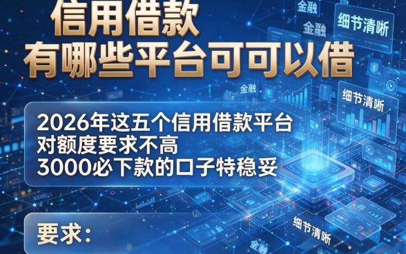 信用借款有哪些平台可以借，2026年这五个信用借款平台对额度要求不高3000必下款的口子特稳妥