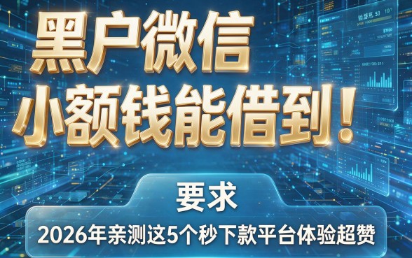 黑户微信小额借钱能借到!2026年亲测这5个秒下款平台体验超赞