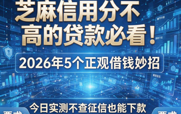 芝麻信用分不高的贷款必看!2026年5个正规借钱妙招,今日实测不查征信也能下款