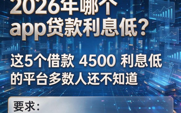 2026年哪个app贷款利息低?这5个借款4500利息低的平台多数人还不知道!