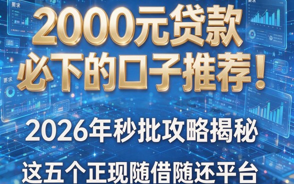 2000元贷款必下的口子推荐!2026年秒批攻略揭秘这五个正规随借随还平台