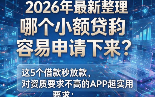 2026年最新整理:哪个小额贷款容易申请下来?这5个借款秒放款、对资质要求不高的APP超实用