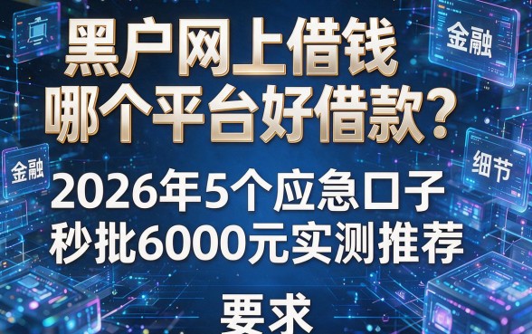 黑户网上借钱哪个平台好借款？2026年5个应急口子秒批6000元实测推荐