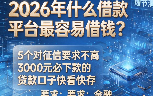 2026年什么借款平台最容易借钱?5个对征信要求不高、3000元必下款的贷款口子快看快存!