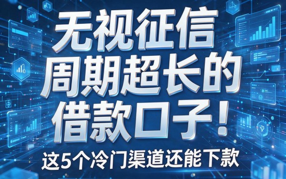 无视征信、周期超长的借款口子!这5个冷门渠道还能下款