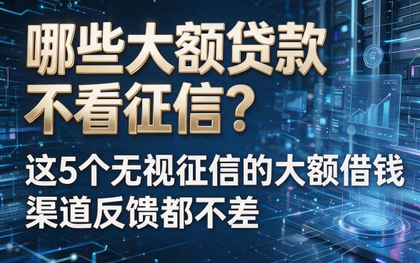 以下是根据你的要求生成的新标题：哪些大额贷款不看征信？这5个无视征信的大额借钱渠道反馈都不差