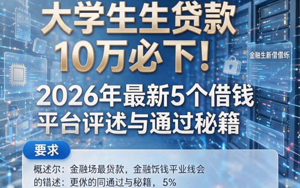 大学生贷款10万必下！2026年最新5个借钱平台评述与通过秘籍