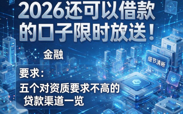 2026还可以借款的口子限时放送！五个对资质要求不高的贷款渠道一览