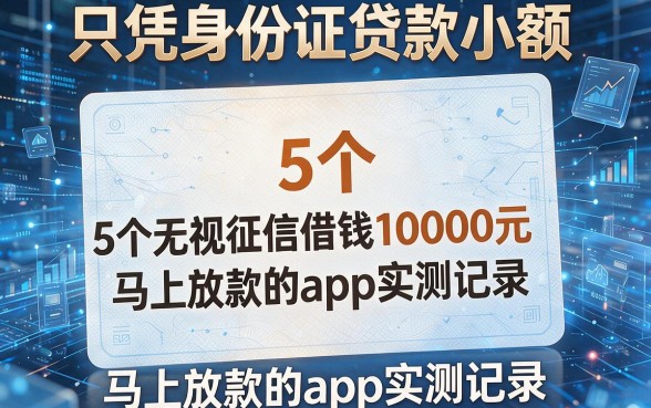 只凭身份证贷款小额,5个无视征信借钱10000元马上放款的app实测记录