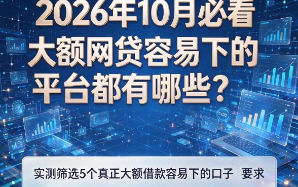 2026年10月必看:大额网贷容易下的平台都有哪些?实测筛选5个真正大额借款容易下的口子!