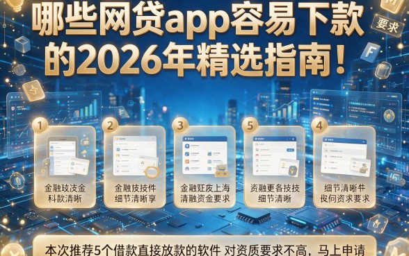 哪些网贷app容易下款的2026年精选指南!本次推荐5个借款直接放款的软件对资质要求不高马上申请