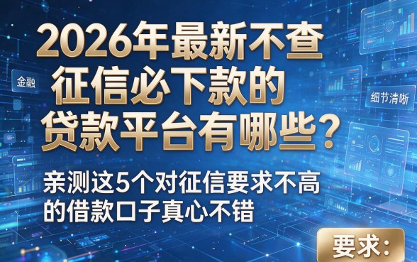 2026年最新不查征信必下款的贷款平台有哪些?亲测这5个对征信要求不高的借款口子真心不错