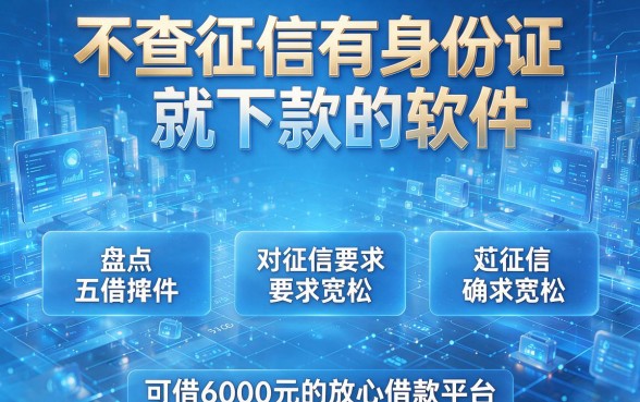 不查征信有身份证就下款的软件，盘点这五款对征信要求宽松、可借6000元的放心借款平台