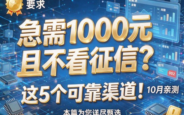 急需1000元且不看征信?10月亲测这5个可靠渠道!本篇为您详尽甄选!