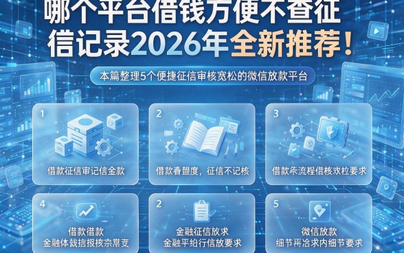 哪个平台借钱方便不查征信记录2026年全新推荐！本篇整理5个借款流程便捷征信审核宽松的微信放款平台