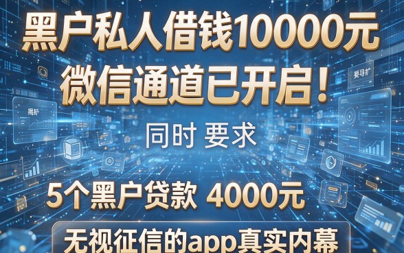 黑户私人借钱10000元微信通道已开启！同时揭秘5个黑户贷款4000元无视征信的app真实内幕