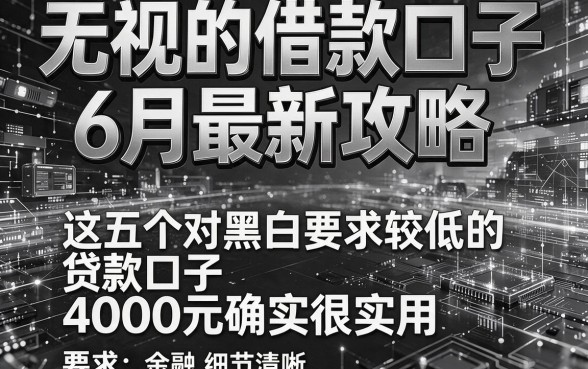 黑白无视的借款口子6月最新攻略，这五个对黑白要求较低的贷款口子4000元确实很实用