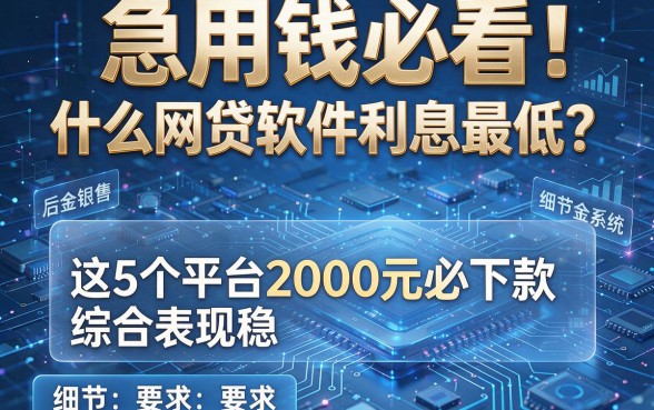 急用钱必看:什么网贷软件利息最低?这5个平台2000元必下款综合表现稳