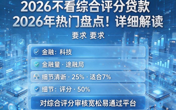 2026不看综合评分贷款2026年热门盘点!详细解读五款对综合评分审核宽松易通过平台