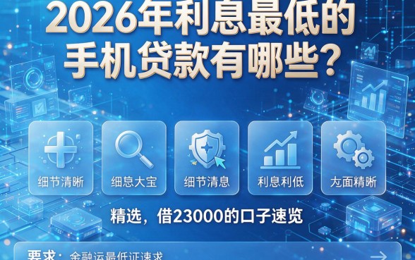 2026年利息最低的手机贷款有哪些?精选五个利息最低借23000的口子速览