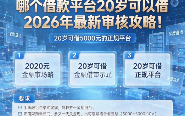 哪个借款平台20岁可以借2026年最新审核攻略!深度盘点五个20岁可借5000元的正规平台
