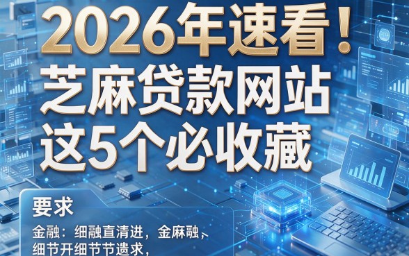 2026年速看！芝麻贷款网站这5个必收藏！