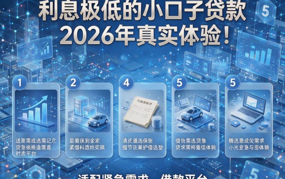 利息极低的小口子贷款2026年真实体验!本文精选5家适配不同紧急需求的借款平台